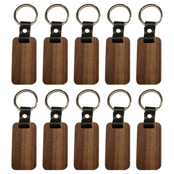 10Pcs עץ מחזיק מפתחות מלבני אספנות טבעת מפתח הרכב התיק תלוי תליון ציור אמנות חמוד מחזיק מפתחות